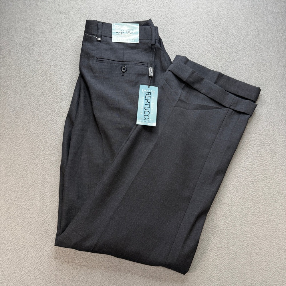 Enrico Bertucci MP-60332 Dress Pants Mens 34x32 Grey Poly Rayon Pleated NWT